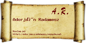 Adorján Radamesz névjegykártya